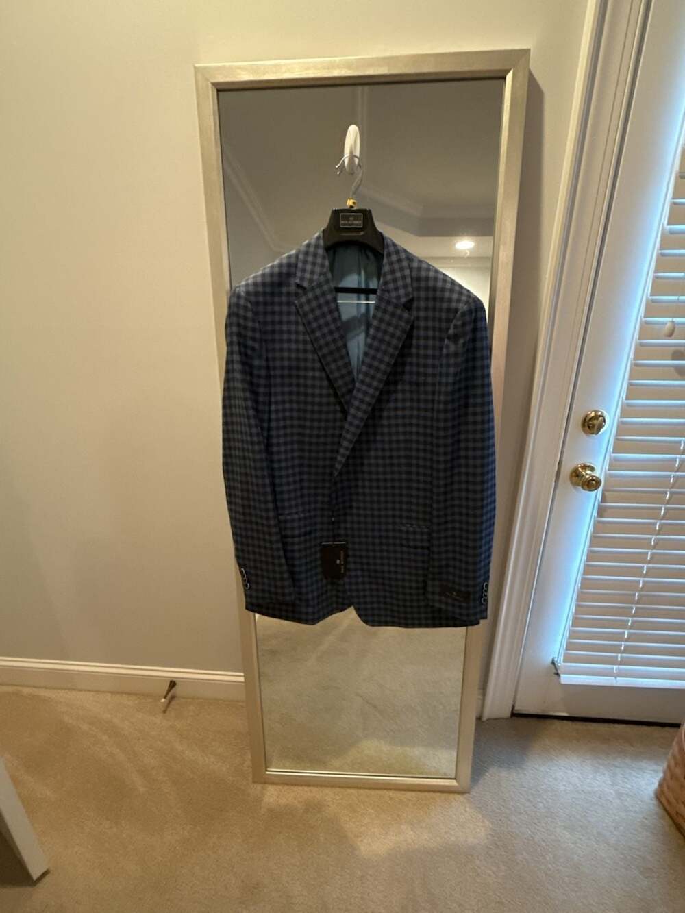 Paul Betenly J-Sandro Blue Check 100% Wool Sport Coat Size 46L